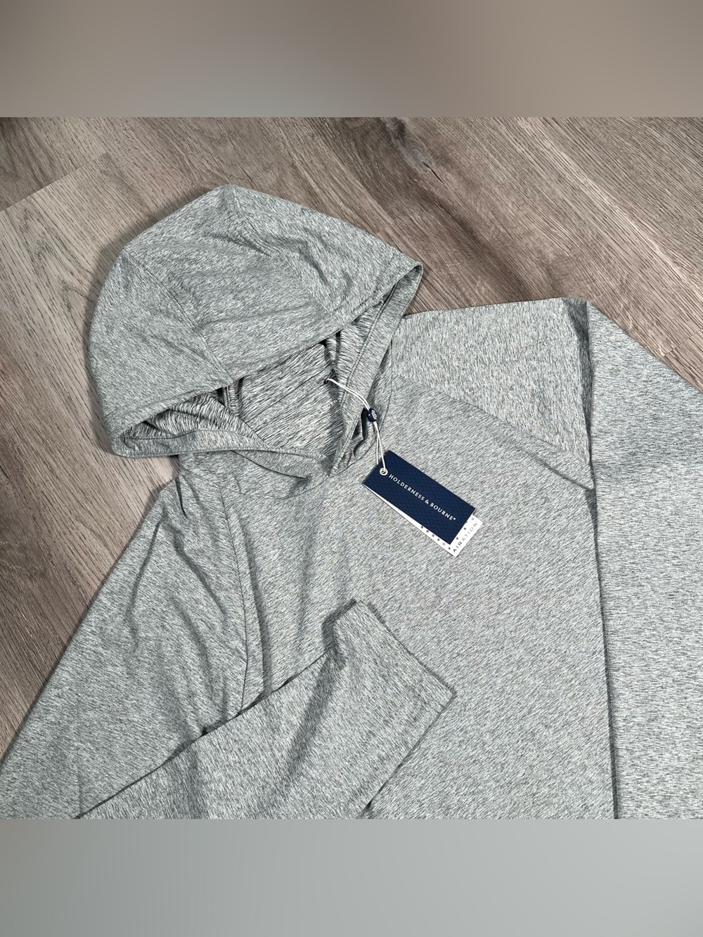 New Holderness & Bourne Dunbar Pullover Mens M Heathered Ivy Gray Golf Hoodie